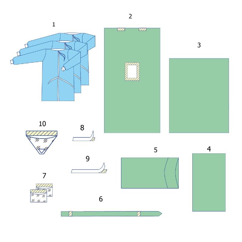 Комплект одягу та покриттів операційних для лапароскопії №7Б Taipan-Pharm стерильний
